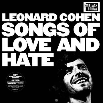 Album cover of 'Songs of Love and Hate' by Leonard Cohen with a black and white portrait.