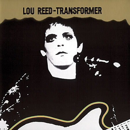 Album cover of 'Transformer' by Lou Reed with a black and white portrait and guitar.