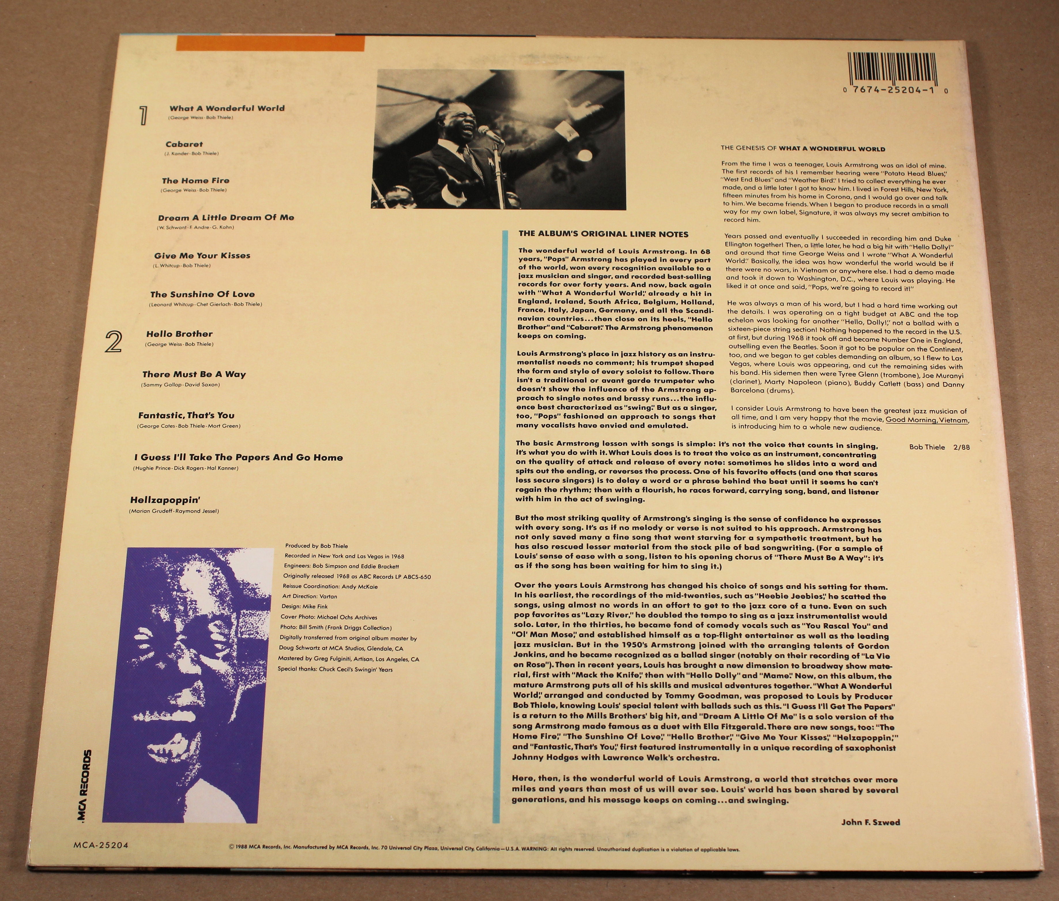 Armstrong, Louis - What A Wonderful World, Vinyl Record Album LP