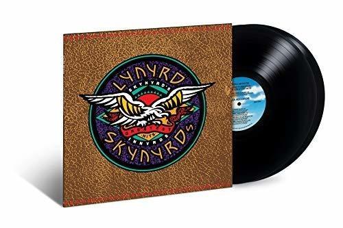 Lynyrd Skynyrd album cover for 'Skynyrd's Innyrds' with a vinyl record visible.