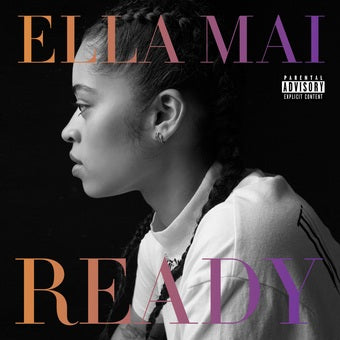  Vinyl record album cover featuring a black and white photograph of a person with a side profile, with the text 'Ella Mai' and 'Ready' in stylized fonts.
