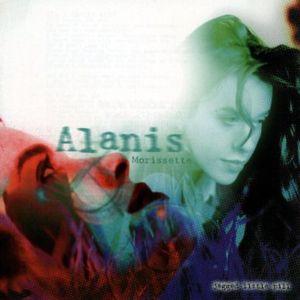 Album cover art for Morissette, Alanis - Jagged Little Pill featuring a collage of images with prominent red and blue hues, including the artist's face.