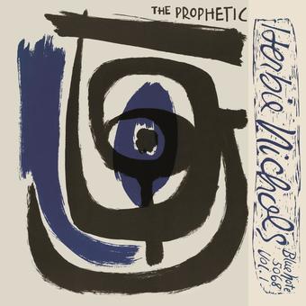 A vinyl record label for 'The Prophetic' by Herb Nichols, featuring a stylized black and blue abstract design.