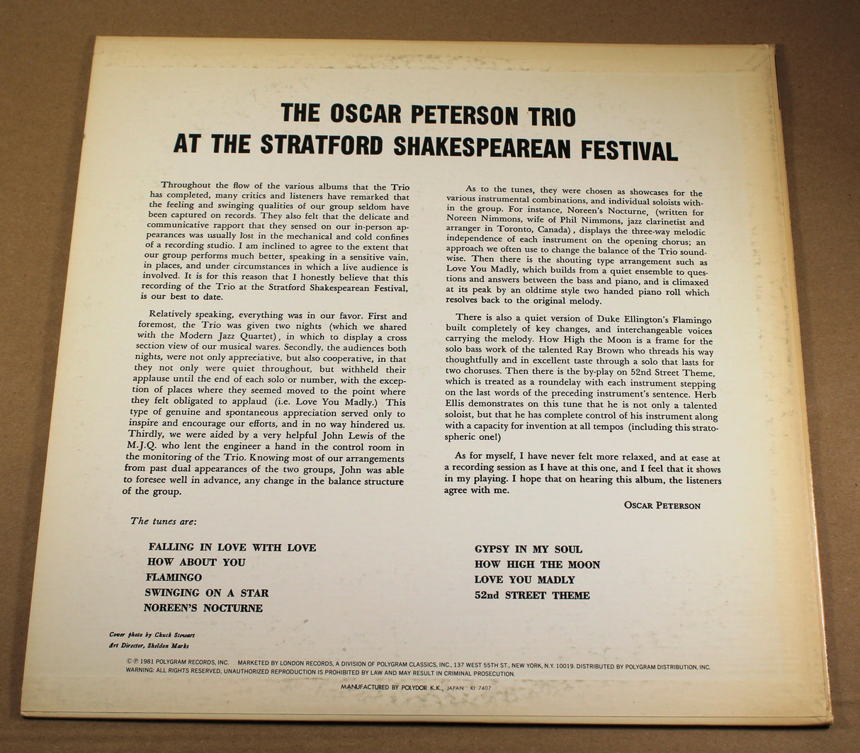 Peterson, Oscar - At The Stratford Shakespearean Festival