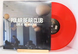 A red vinyl record titled 'POLAR BEAR CLUB Live At The Montage' with an image of a band on the cover.