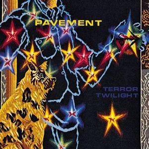 Album cover for 'Terror Twilight' by Pavement with colorful stars and abstract design.