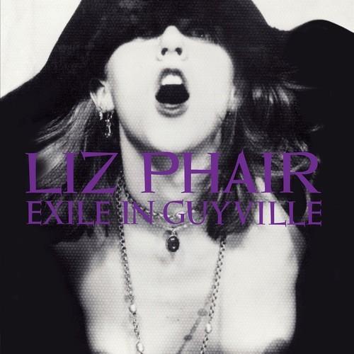 This image features the album cover of "Exile In Guyville" by Liz Phair, celebrating its 25th anniversary. The cover artwork is striking, showcasing a black and white photograph of Liz Phair with an expressive pose, heightening the dramatic effect.