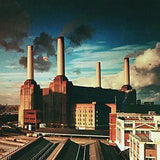 A vinyl record cover featuring Pink Floyd's album 'Animals'. The cover art includes a graphic of a pig floating between two chimneys, with a dark sky and industrial background.