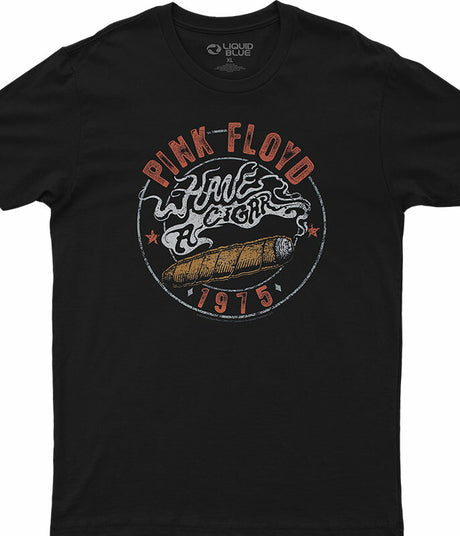 Black t-shirt with Pink Floyd - Gravy Train graphic and text '1975' on the front.