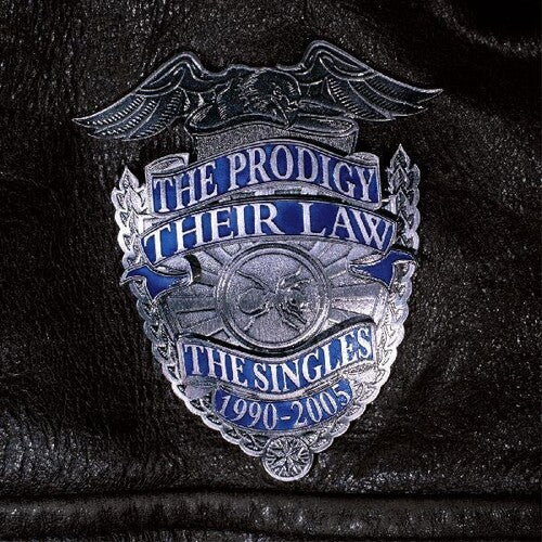 A close-up of a Prodigy album cover featuring text and a graphic of an eagle.