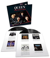 Album cover for Queen - Greatest Hits featuring a black and white photo of the band members.