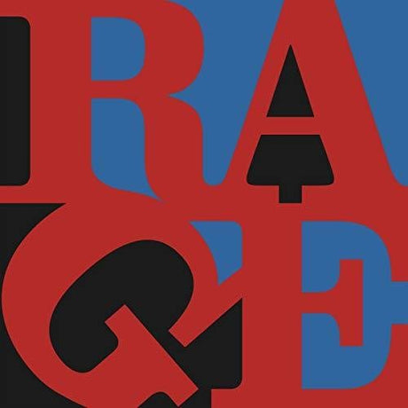 Colorful abstract design with letters 'RAQ' on a blue and red background