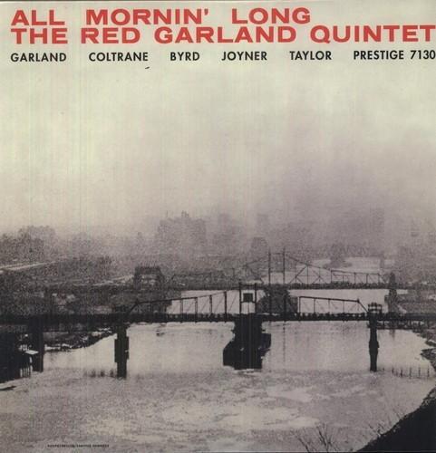 Cover of the vinyl record 'All Mornin' Long' by Red Garland featuring an image of a bridge over a body of water.
