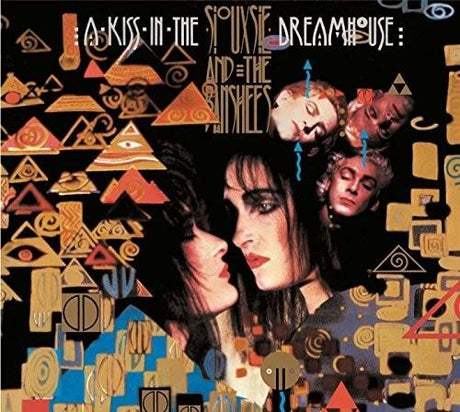 Album cover with geometric patterns and faces, featuring text 'A Kiss in the Dreamhouse' by Siouxsie and the Banshees.