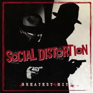 Album cover for Social Distortion - Greatest Hits featuring a silhouette of a person with a gun, and the band's name in bold letters.