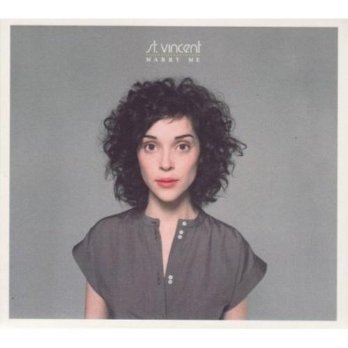 This image features the cover art for the vinyl record "Marry Me" by St. Vincent, which is the moniker of musician Annie Clark.