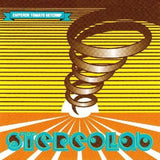 Album cover art for Stereolab's Emperor Tomato Ketchup featuring a stylized graphic of a tornado with the band's name in bold letters.