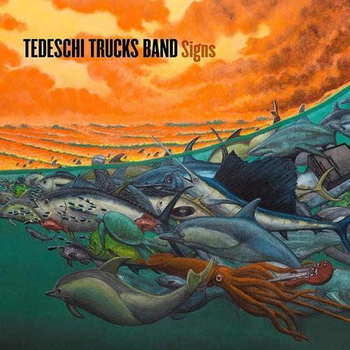 Album cover for 'Signs' by Tedeschi Trucks Band with fish and guitar design.