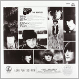 The Beatles 'Rubber Soul' back album cover featuring individual pictures of the band and song listings.