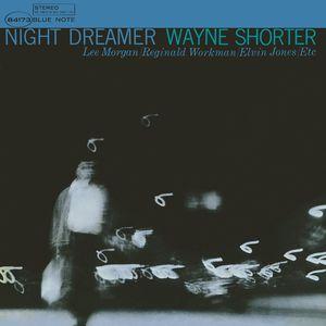 Album cover of 'Night Dreamer' by Wayne Shorter with a dark background and abstract elements.