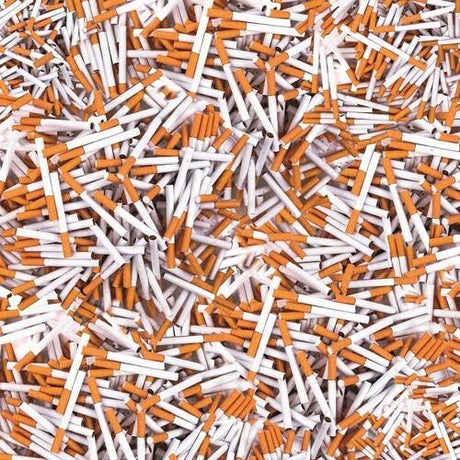 Vinyl record cover showing a pile of unlit cigarettes.