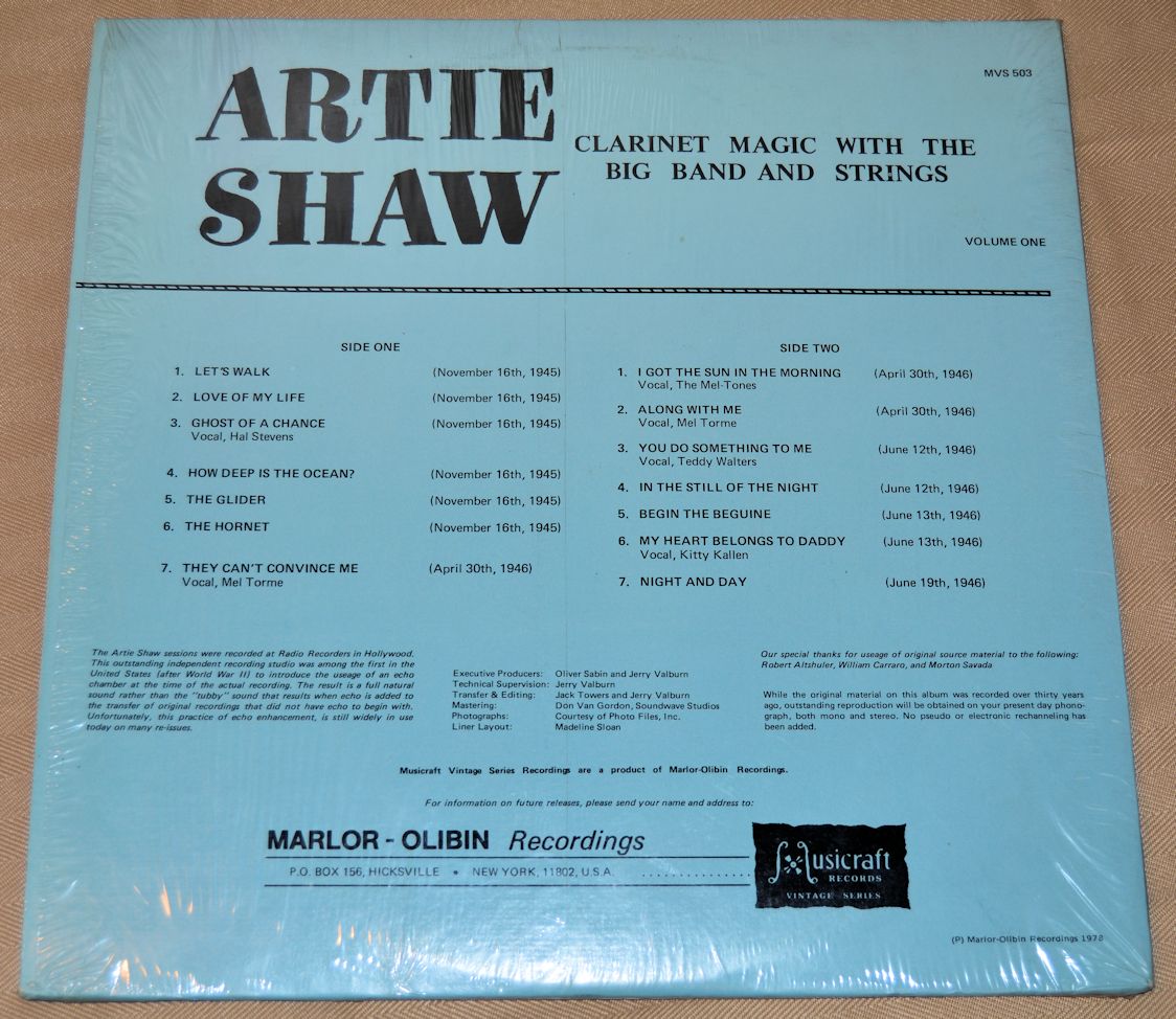 Shaw, Artie - Volume 1