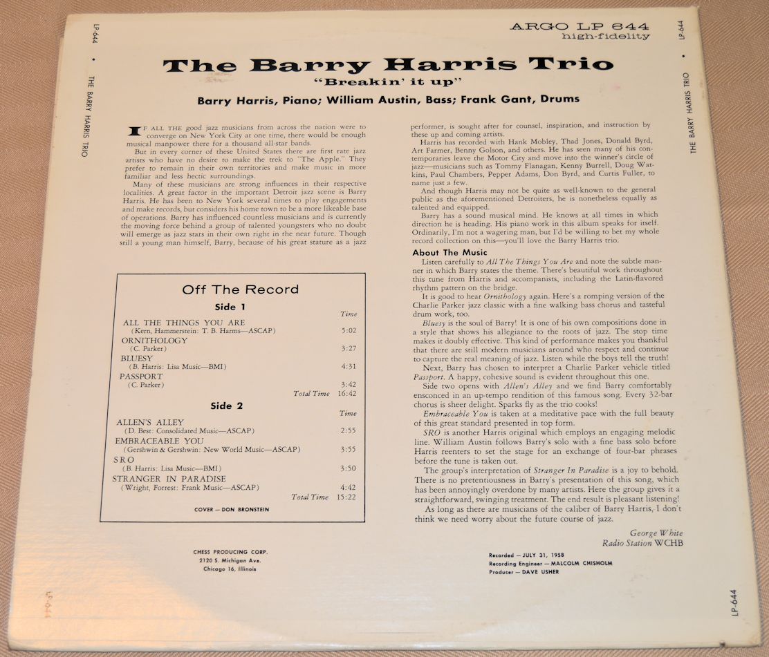Harris, Barry Trio - Breakin It Up