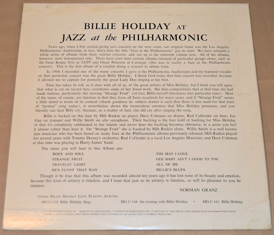 Holiday, Billie - At Jazz At The Philharmonic