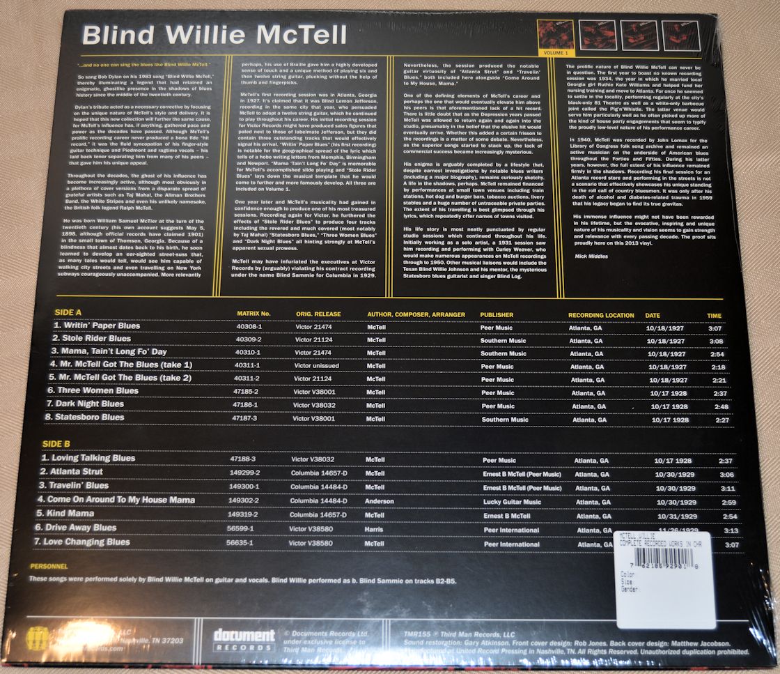 McTell, Blind Willie - Complete Recorded Works Volume 1