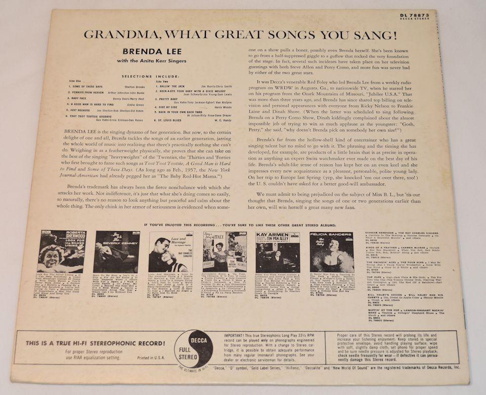 Lee, Brenda - Grandma What Great Songs