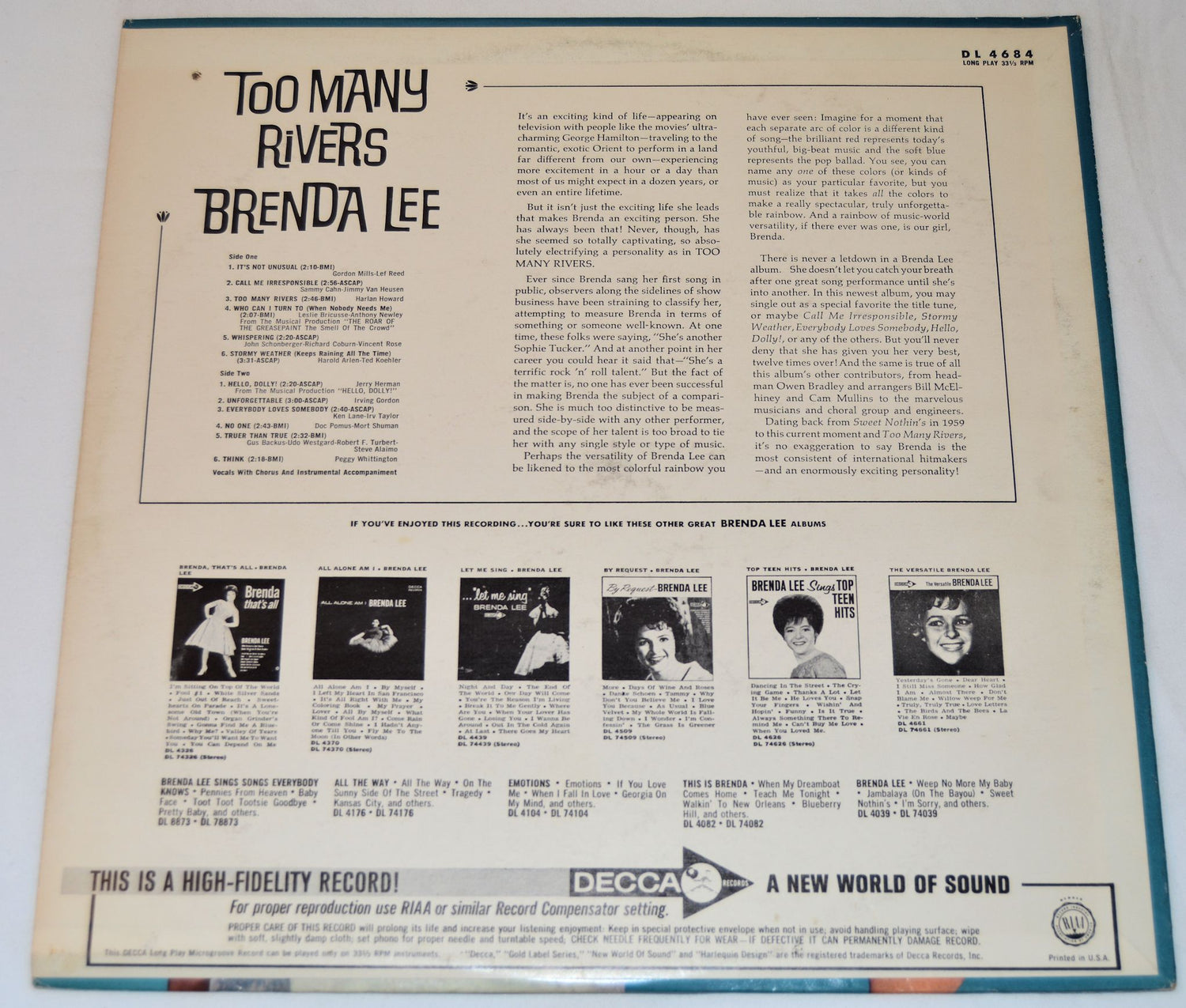 Lee, Brenda - Too Many Rivers