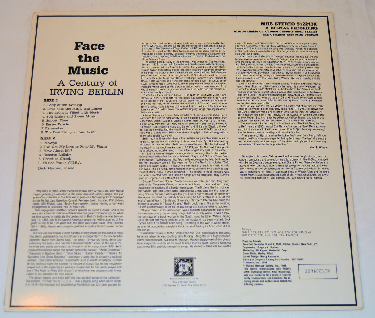 Hyman, Dick - Face The Music: Irving Berlin