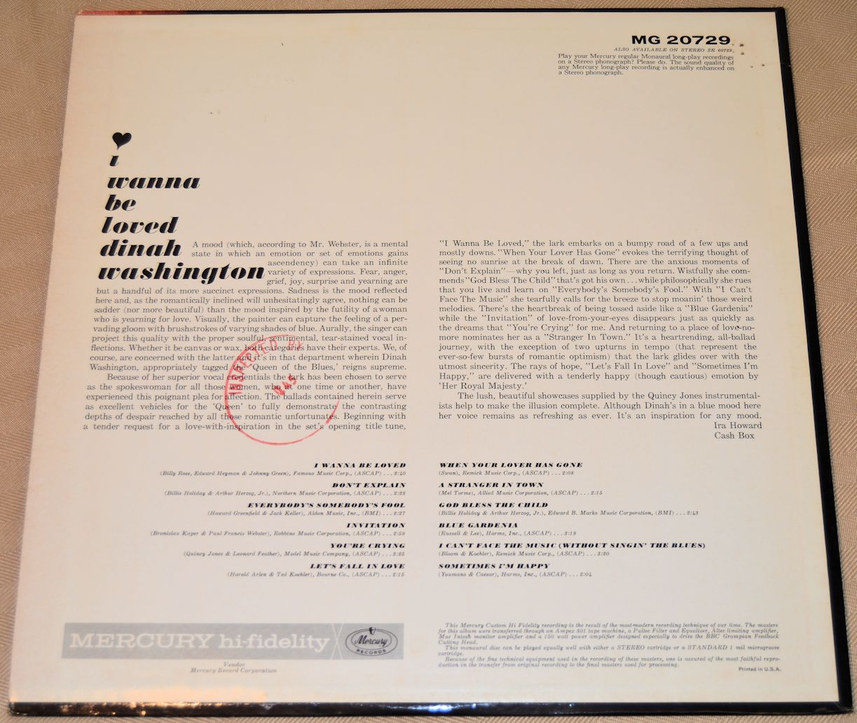 Washington, Dinah - I Wanna Be Loved