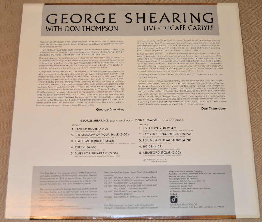 Shearing, George - Live At The Cafe Carlyle