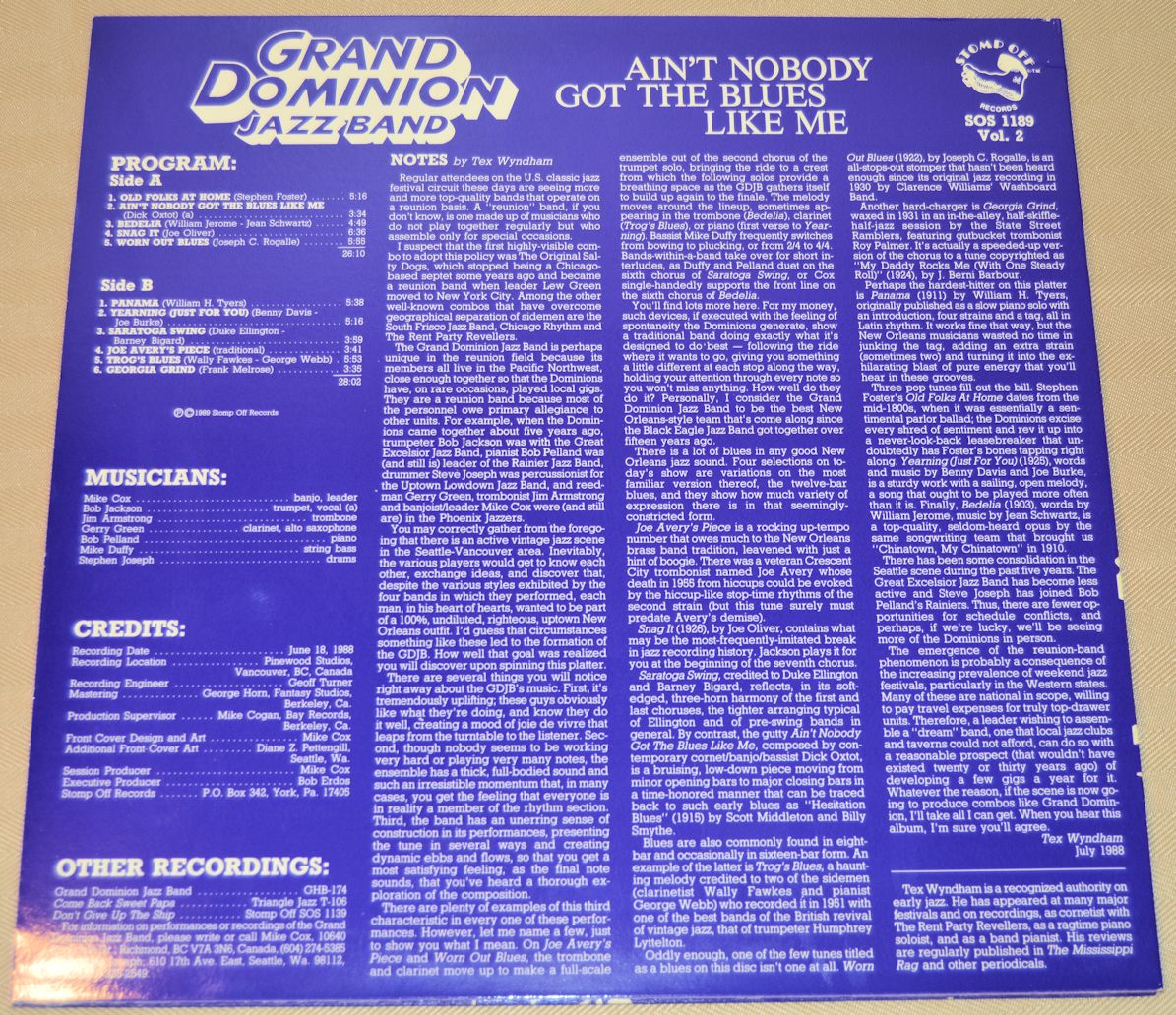 Grand Dominion Jazz Band - Ain't Nobody Got The Blues Like Me