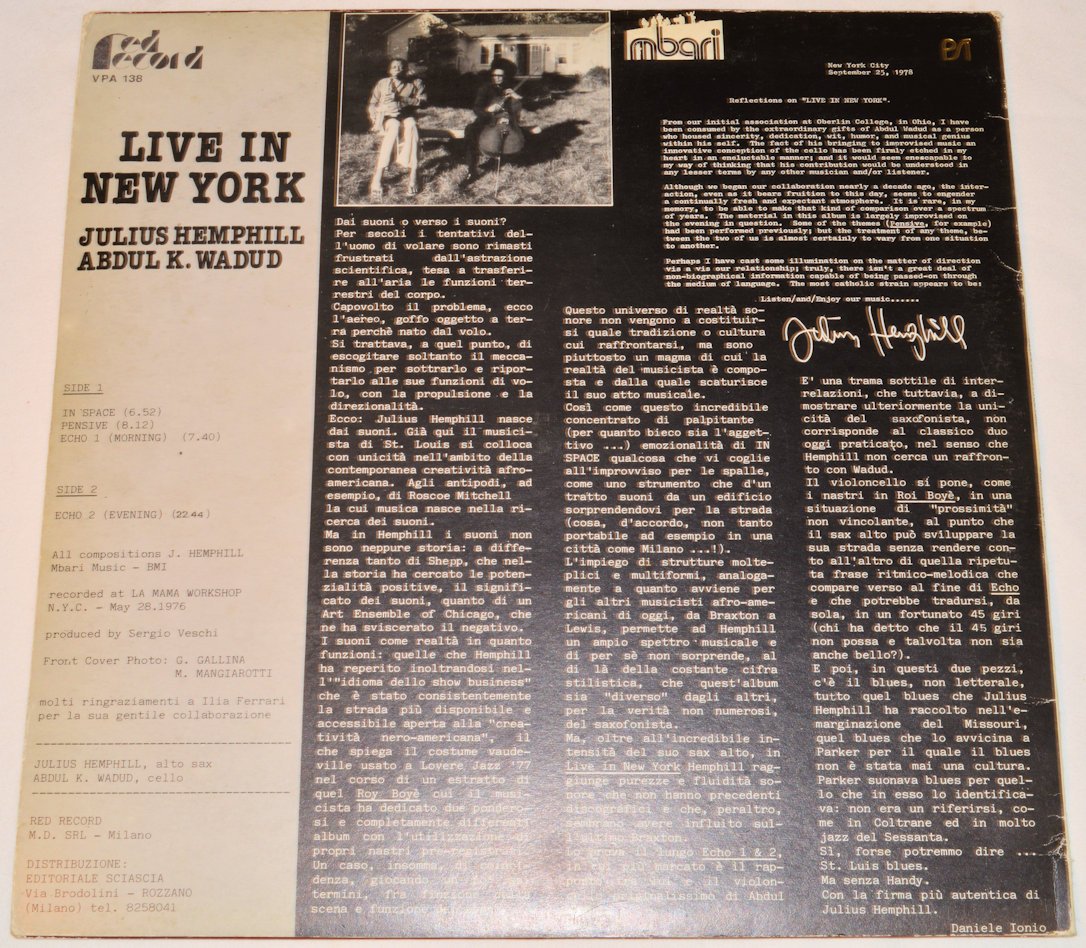 Hemphill, Julius - Live in New York