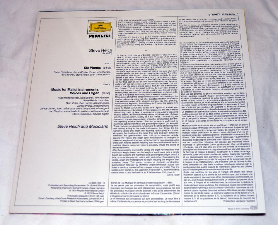 Reich, Steve - Six Pianos