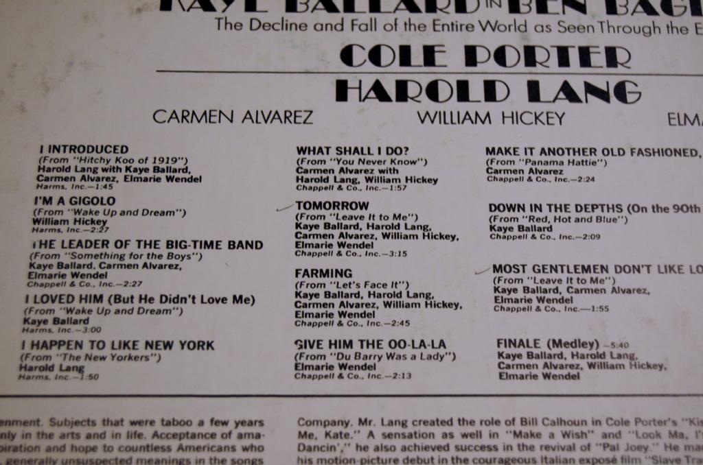 Decline of Entire World - Cole Porter