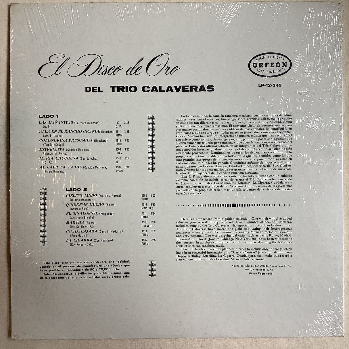 Trio Calaveras - Disco De Oro Del