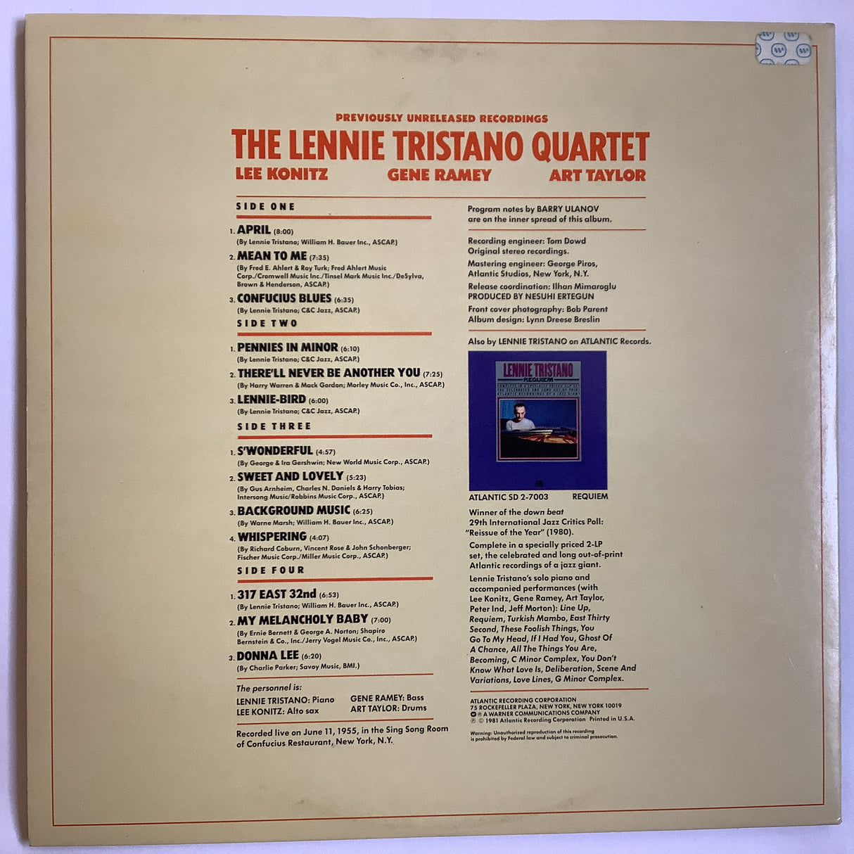 Tristano, Lennie - Previously Unreleased