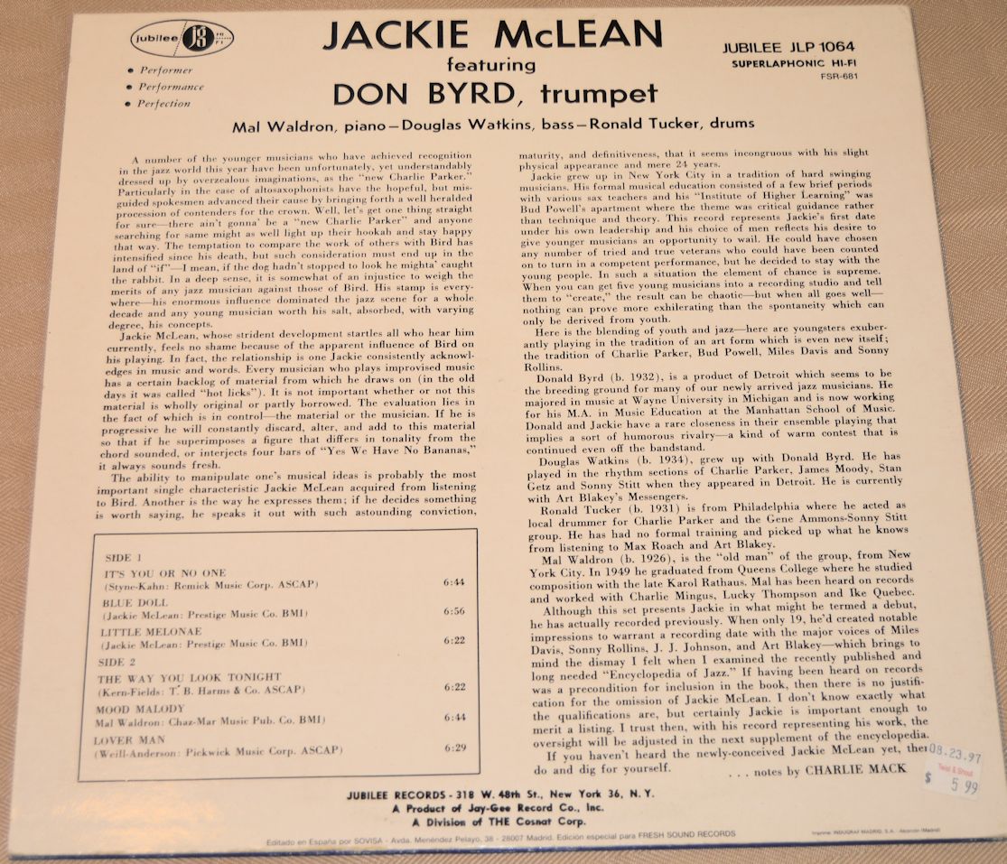 McLean, Jackie - Jackie McLean Quintet
