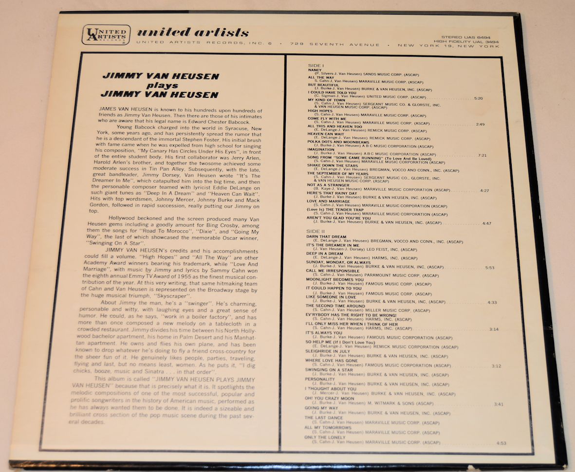 Van Heusen, Jimmy - Plays