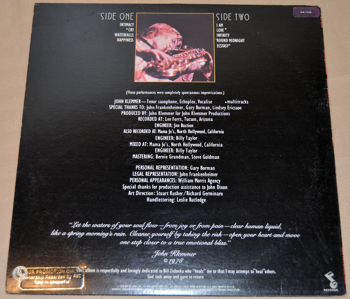 Klemmer, John - Solo Saxophone