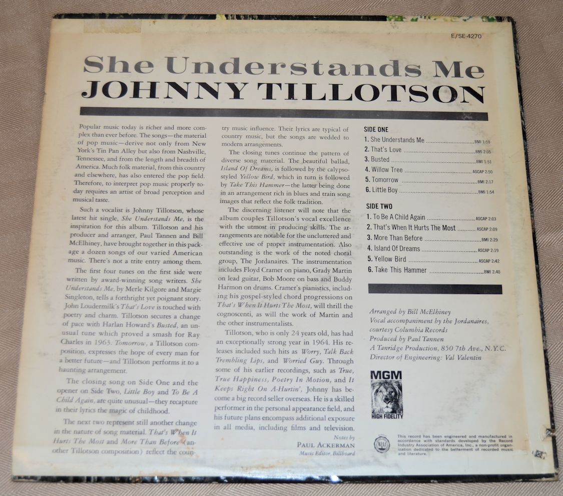 Tillotson, Johnny - She Understands Me
