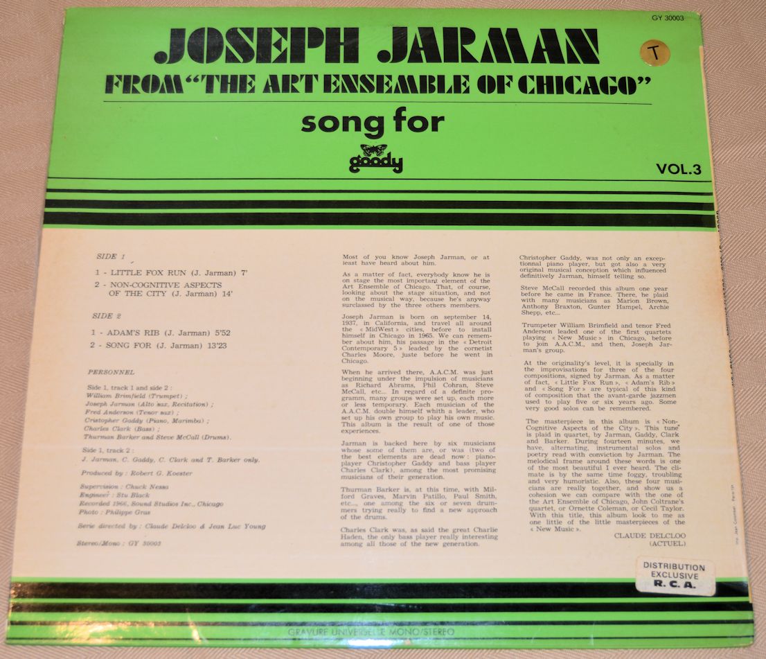 Jarman, Joseph - "Song For"