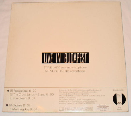 Lacy / Potts - Live In Budapest