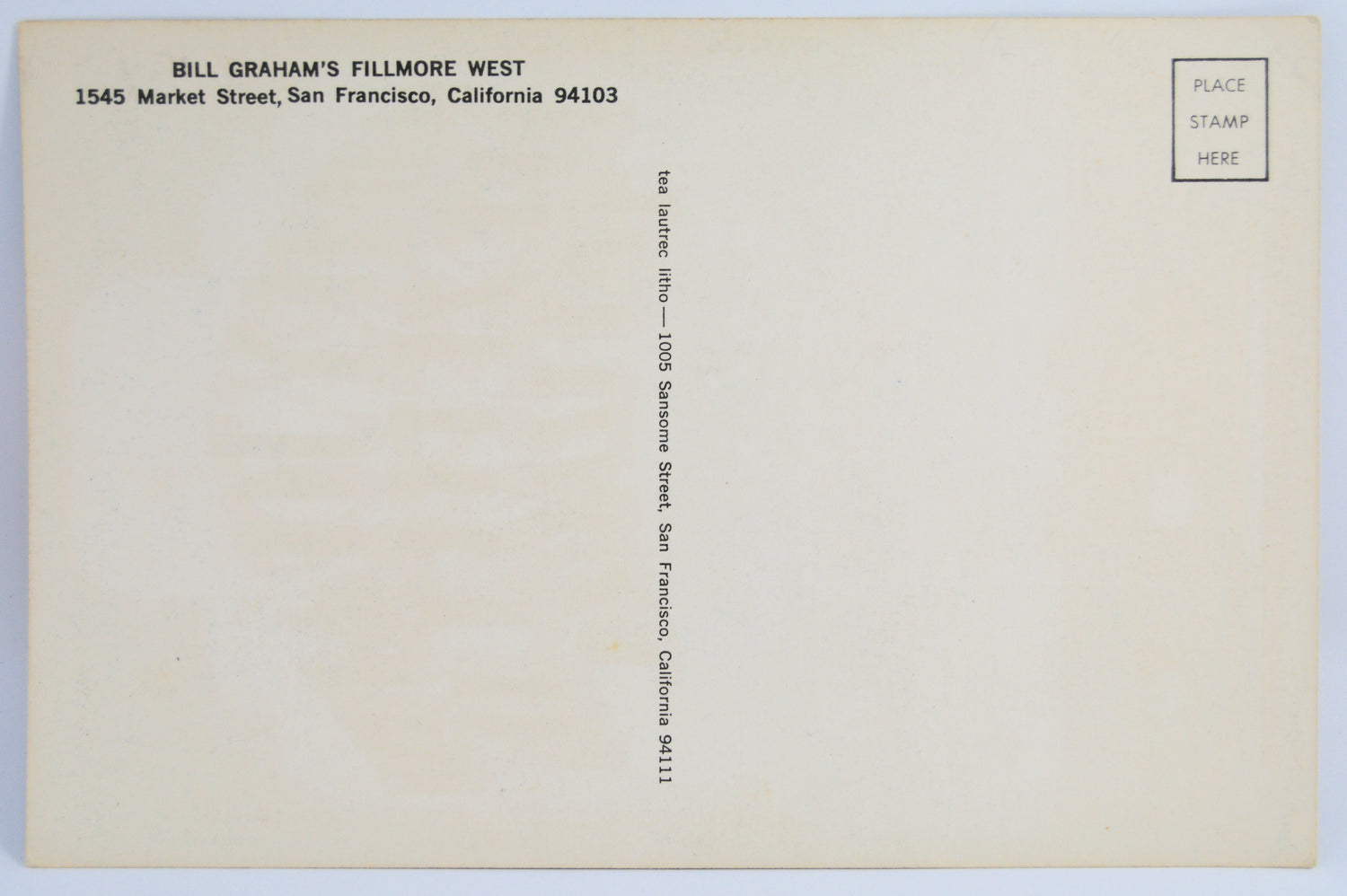 Led Zeppelin - Fillmore Postcard