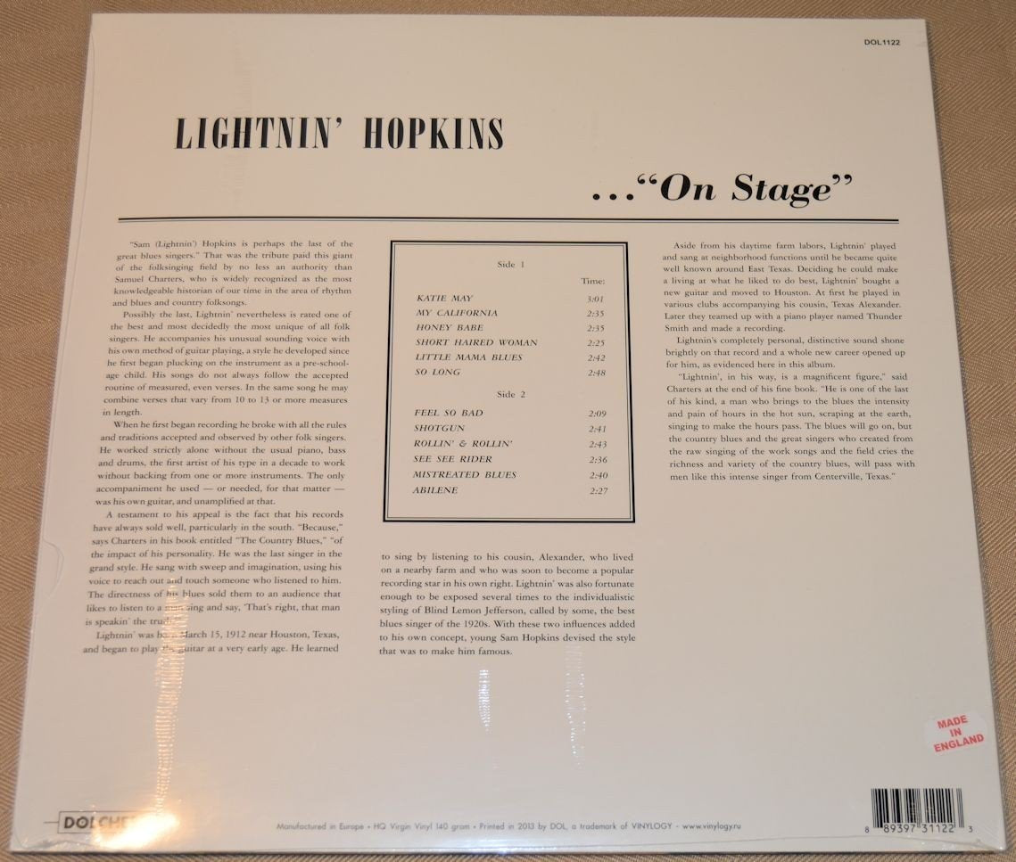 Hopkins, Lightnin - On Stage