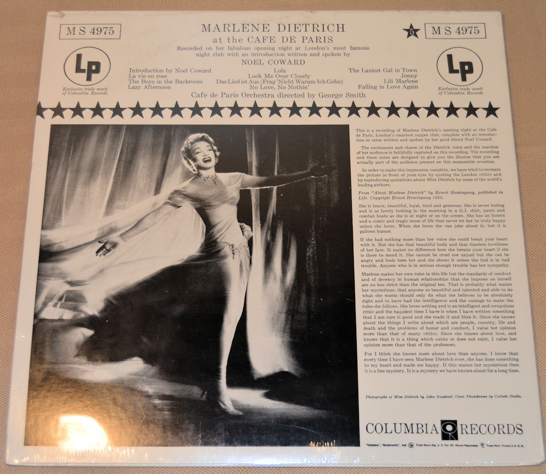 Dietrich, Marlene - At The Cafe De Paris