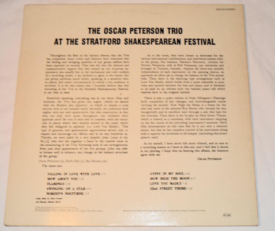 Peterson, Oscar - Stratford Shakespearean Festival